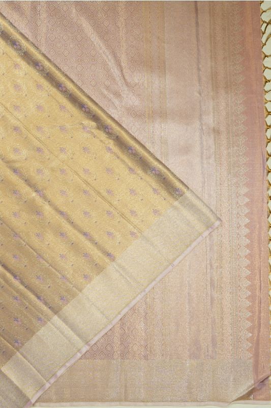 Kanchipuram Silk Tissue Brocade Gold Saree