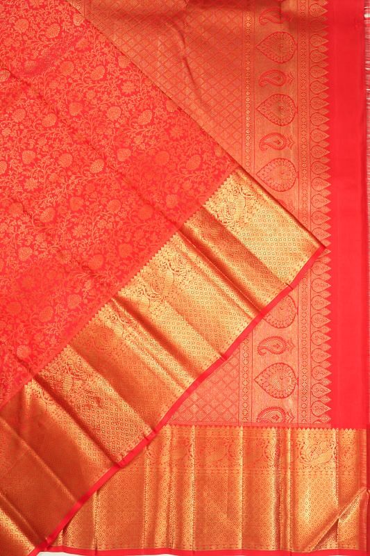 Kanchipuram Silk Brocade Red Saree