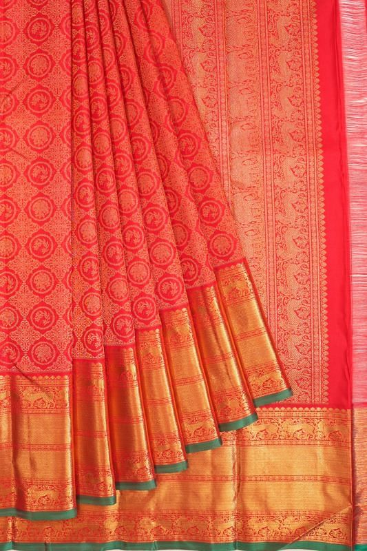 Kanchipuram Silk Brocade Red Saree