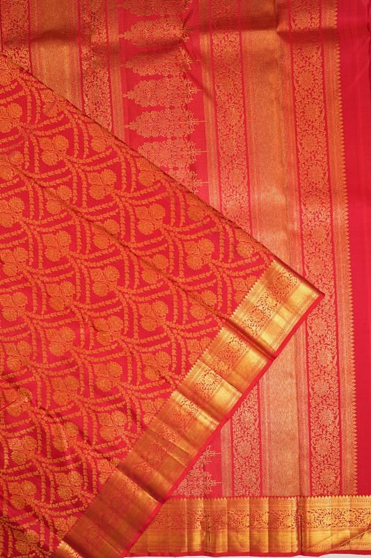 Kanchipuram Silk Brocade Red Saree