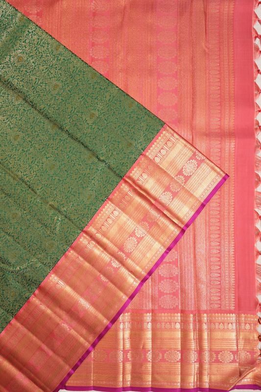 Kanchipuram Silk Brocade Green Saree