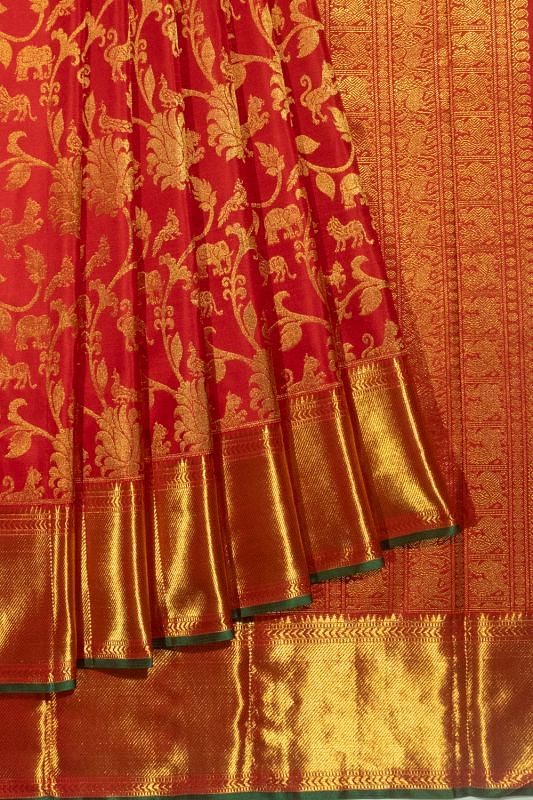 Kanchipuram Silk Jaal Red Saree