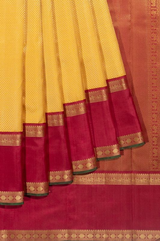 Kanchipuram Silk Brocade Yellow Saree