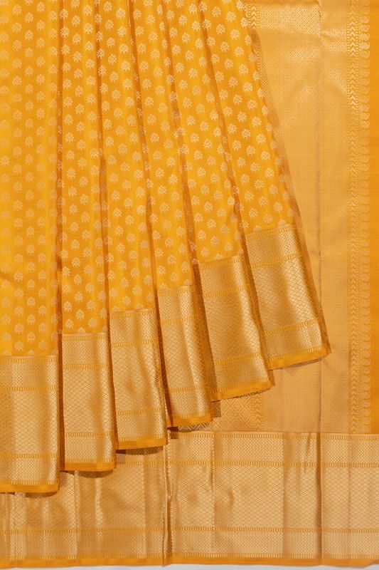 Kanchipuram Silk Threaded Butta Classic Yellow Saree