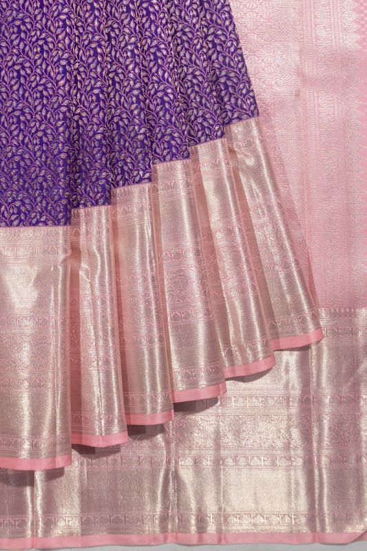 Kanchipuram Silk Brocade Violet Saree