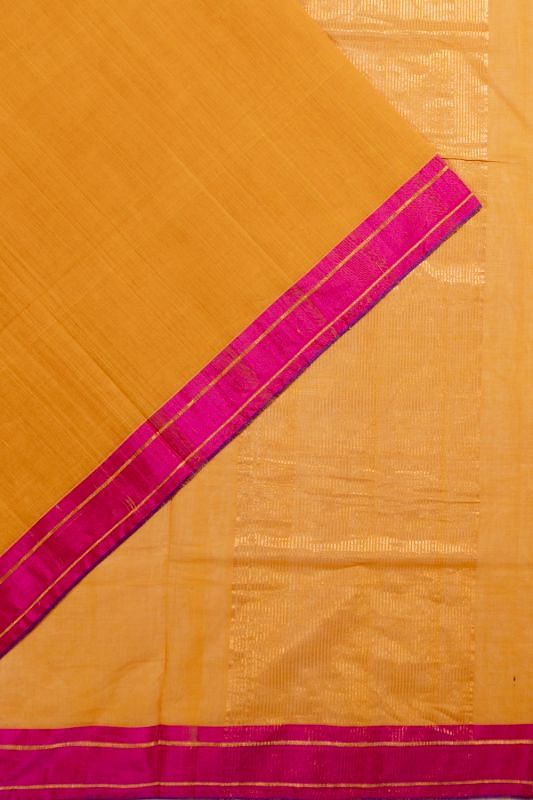 Ponduru Handspun Cotton Plain Orange Saree