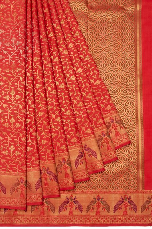 Kanchipuram Silk Brocade Red Saree