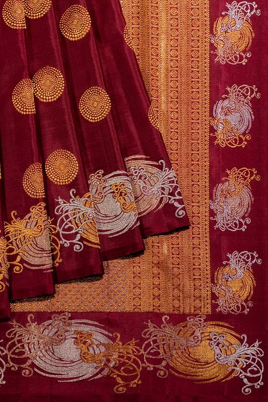 Kanchipuram Silk Butta Maroon Saree