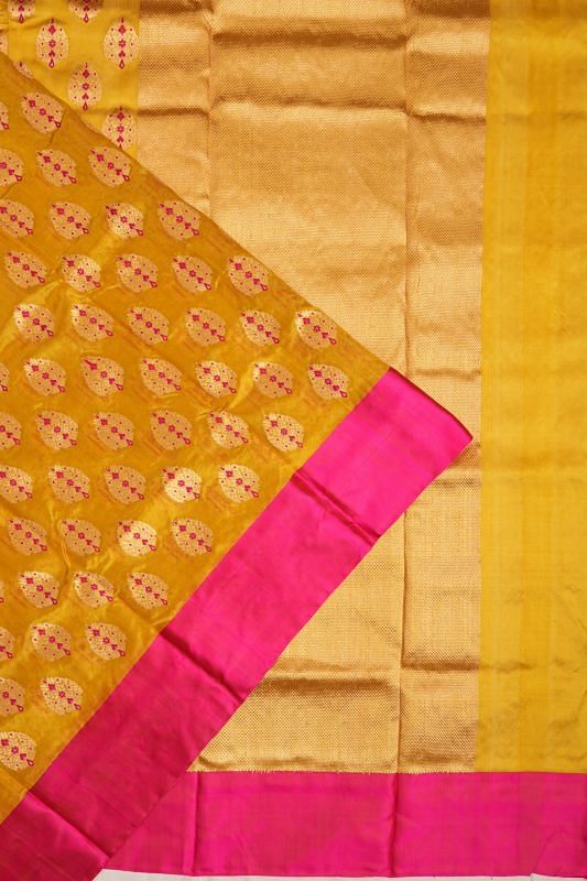 Pure Chanderi Silk Butta Yellow Saree