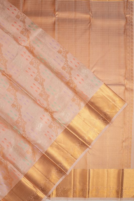 Kanchipuram Silk Jaal Peach Saree