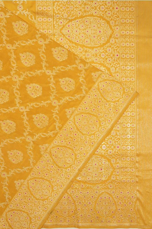 Banarasi Silk Kadwa Jaal And Butta Yellow Saree