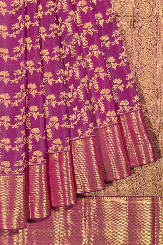 Kanchipuram Silk Jaal Purple Saree