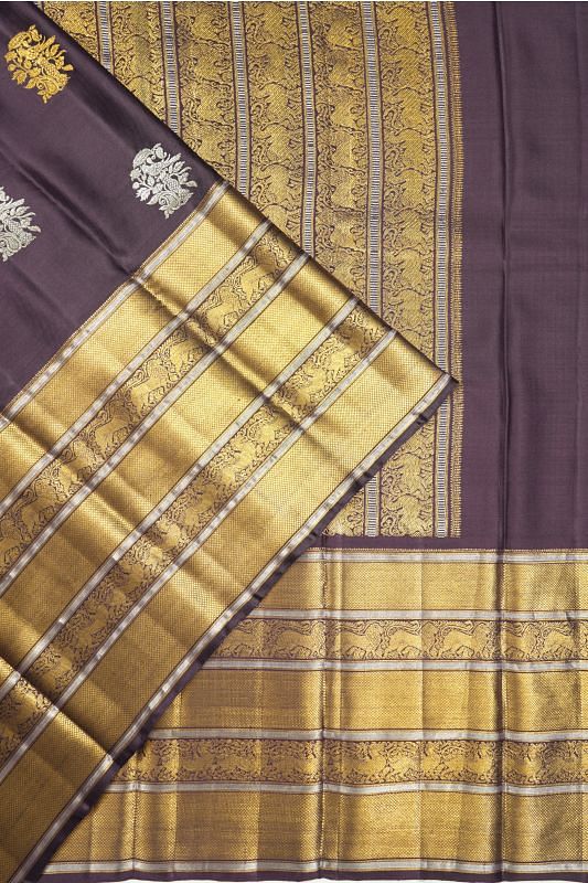 Kanchipuram Silk Twill Butta Purple Saree