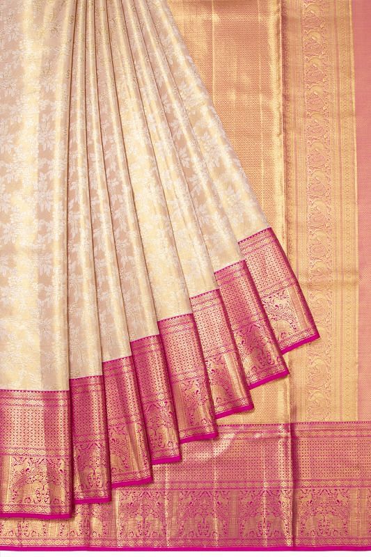 Kanchipuram Silk Tissue Brocade Gold Saree