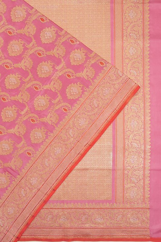 Banarasi Silk Kadwa Jaal Pink Saree