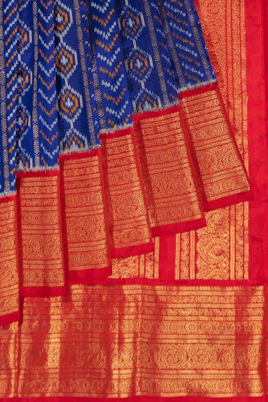 Kanchipuram Silk Ikat Royal Blue Saree