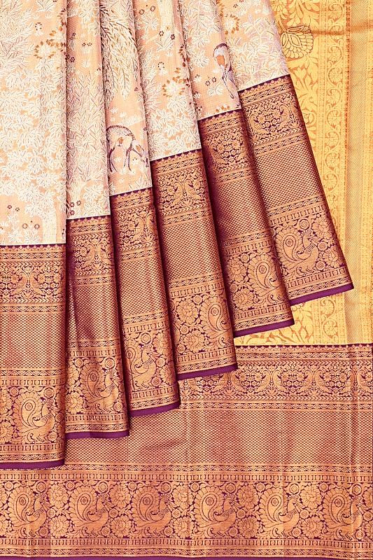 Taranga Kanchi Silk Tissue Brocade Gold Saree