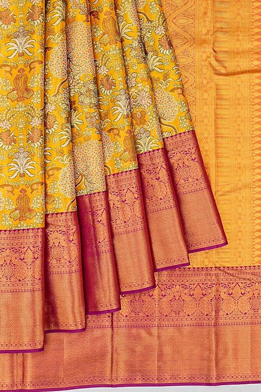 Taranga Kanchi Silk Tissue Brocade Yellow Saree