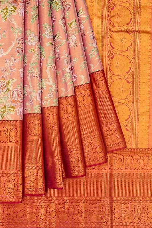 Taranga Kanchi Silk Tissue Brocade Baby Pink Saree