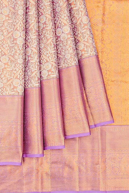 Taranga Kanchi Silk Tissue Brocade Violet Saree