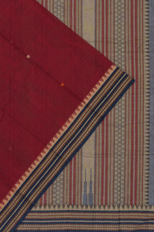 Chettinad Cotton Butta Maroon Saree