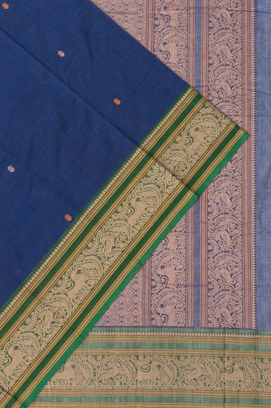 Chettinad Cotton Butta Royal Blue Saree