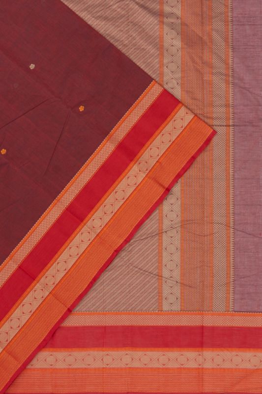 Chettinad Cotton Butta Maroon Saree