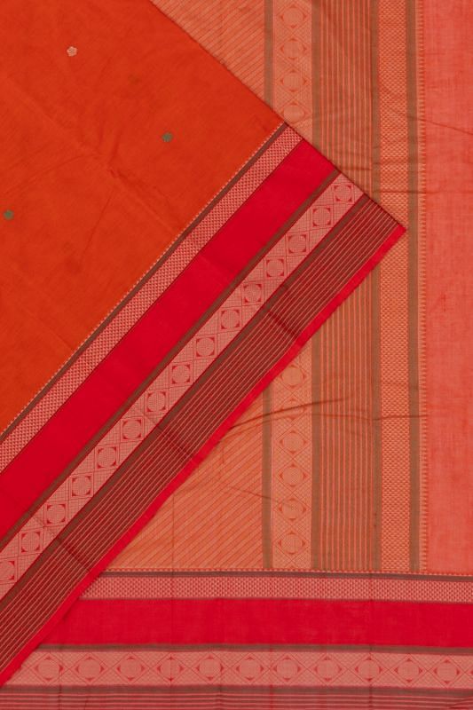 Chettinad Cotton Butta Orange Saree