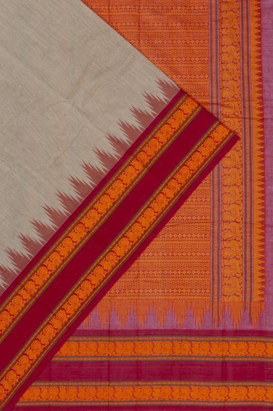 Chettinad Cotton Plain Pastel Grey Saree