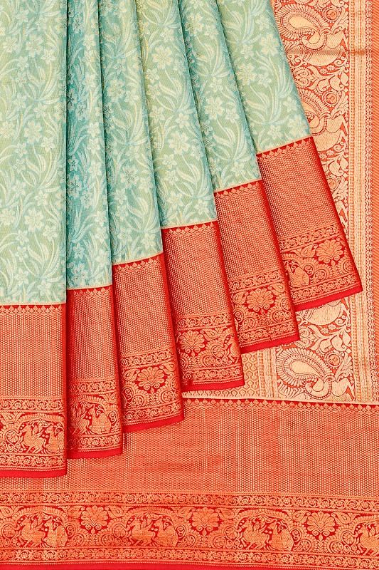 Taranga Kanchi Silk Tissue Brocade Sky Blue Saree