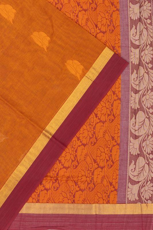 Chettinad Cotton Butta Mustard Yellow Saree