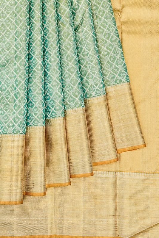 Kanchipuram Silk Tissue Brocade Green Saree