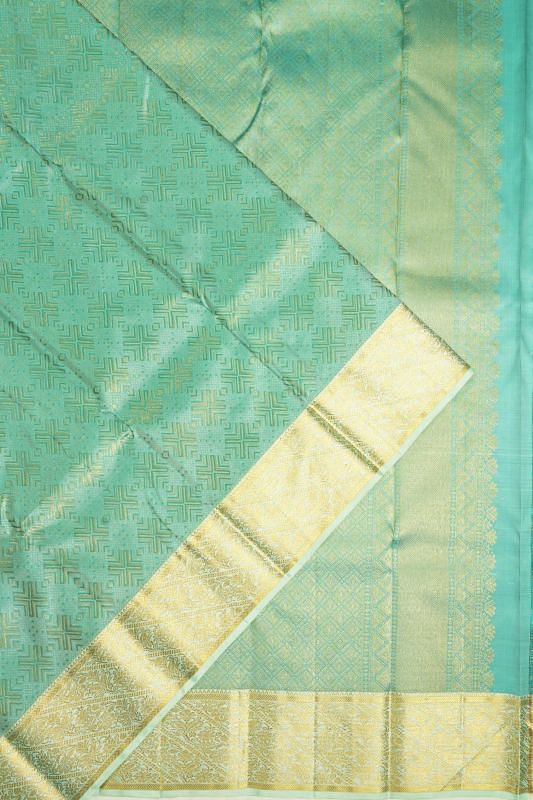 Kanchipuram Silk Brocade Sea Green Saree