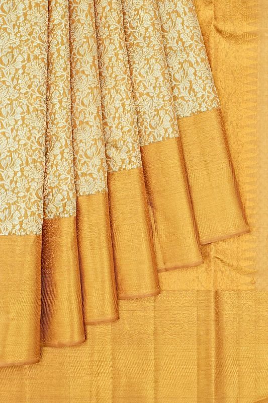 Kanchipuram Silk Tissue Brocade Gold Saree