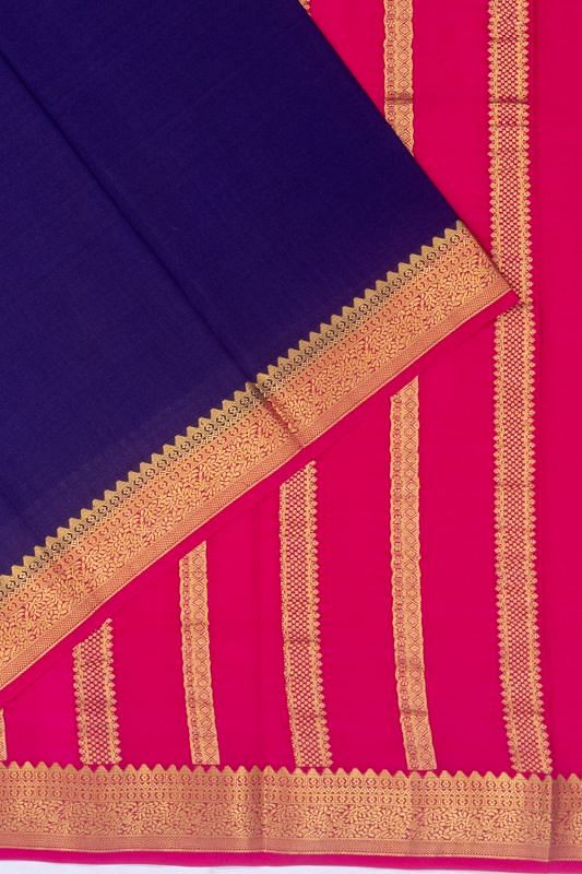 Mysore Silk Plain Dark Blue Saree