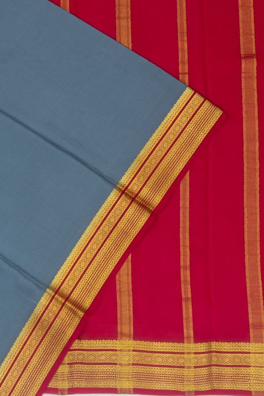 Mysore Silk Plain Grey Saree