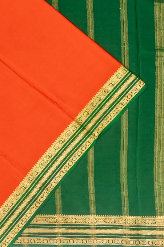 Mysore Silk Plain Orange Saree