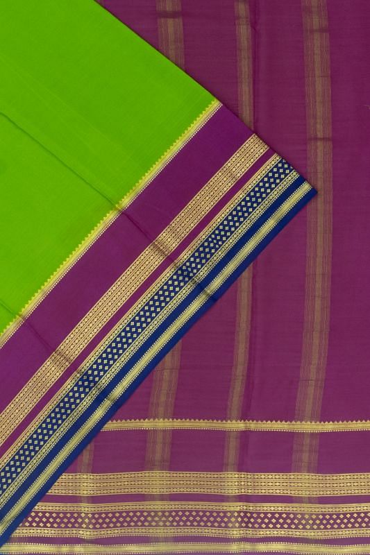 Mysore Silk Plain Parrot Green Saree