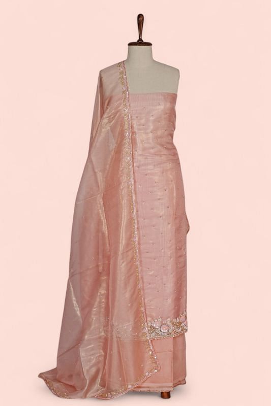 Organza Tissue Butta Peach Salwar Suit Set