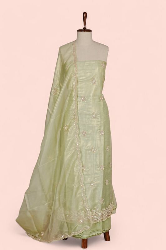 Organza Tissue Butta Pastel Green Salwar Suit Set