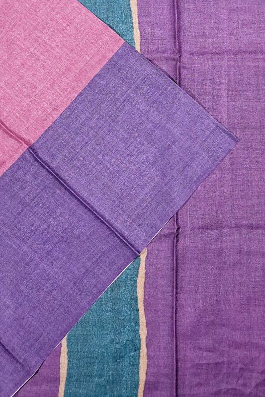 Tussar Plain Purple Saree