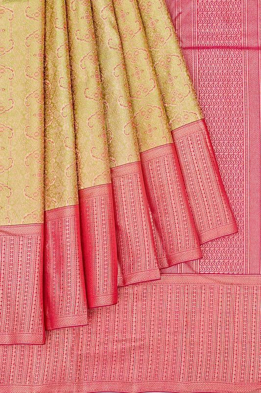 Taranga Kanchi Silk Tissue Brocade Green Saree