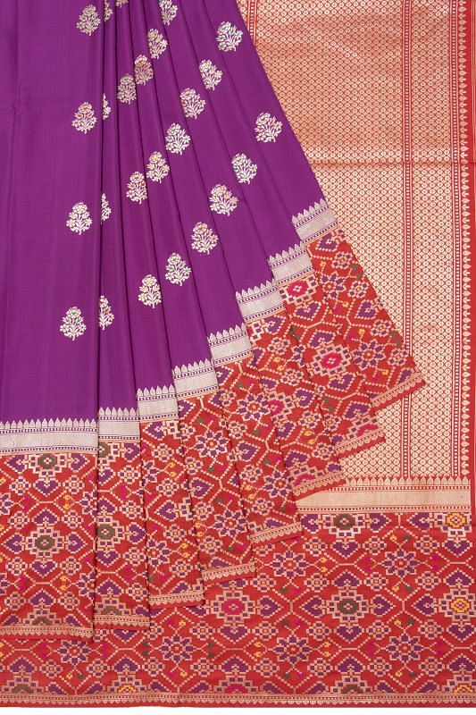 Banarasi Silk Butta Purple Saree