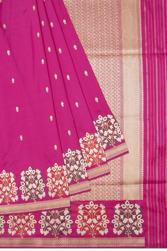 Banarasi Silk Butta Rani Pink Saree