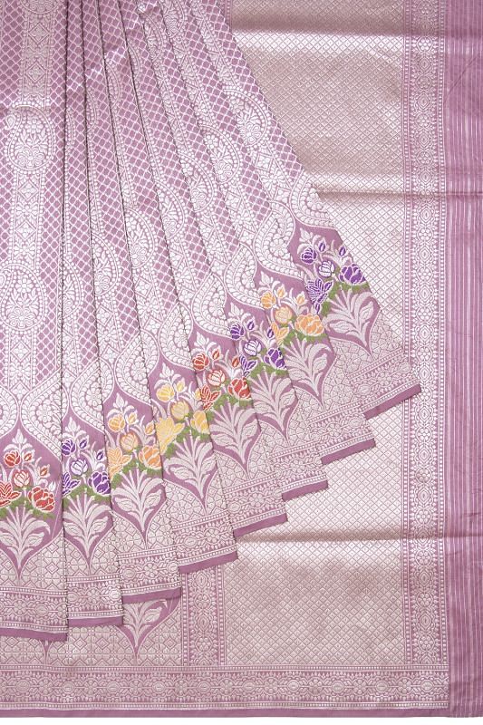 Banarasi Silk Brocade Lilac Saree