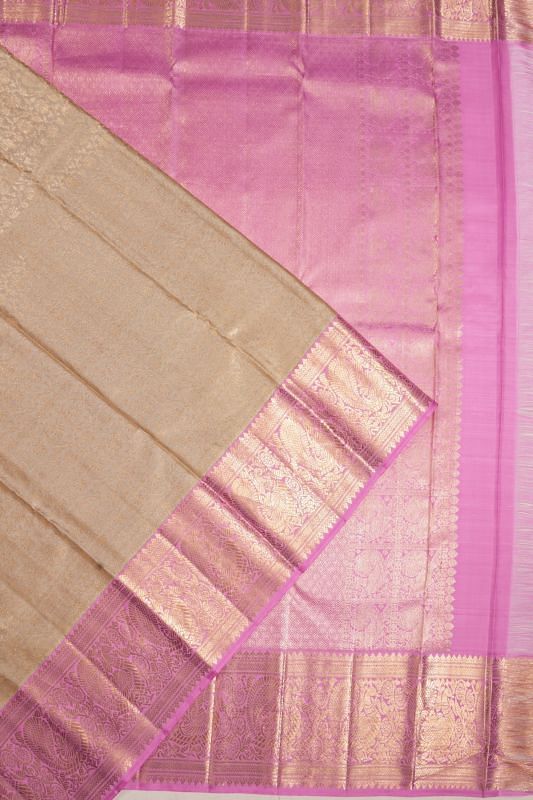 Kanchipuram Silk Brocade Cream Saree