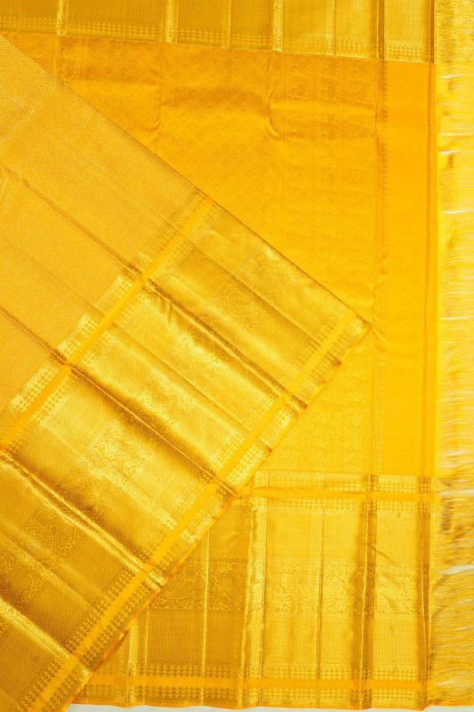 Kanchipuram Silk Tissue Brocade Yellow Saree