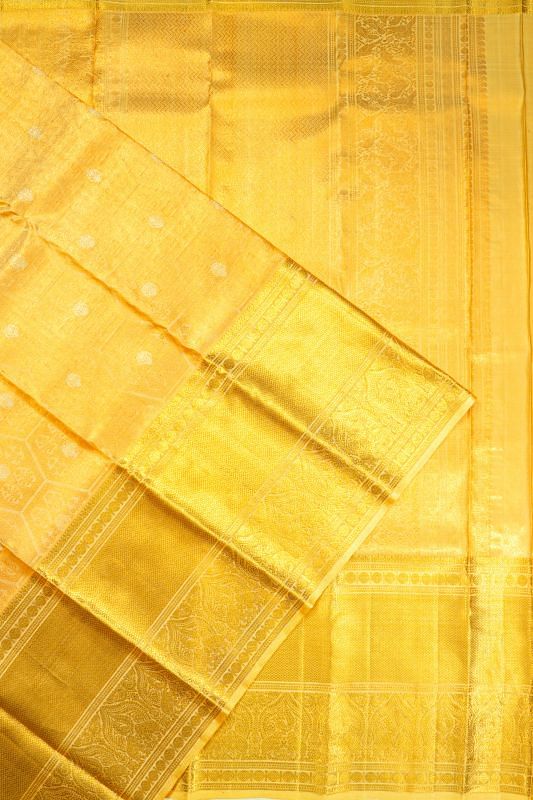 Kanchipuram Silk Tissue Brocade Gold Saree