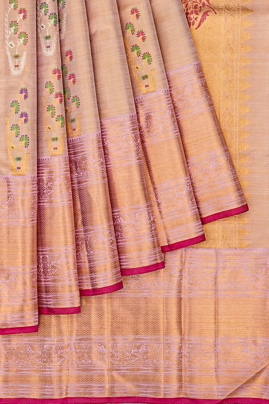 Kanchipuram Silk Tissue Butta Baby Pink Saree