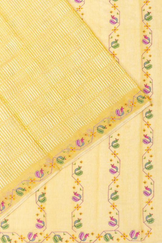 Organza Brocade Yellow Saree Wth Embroidery